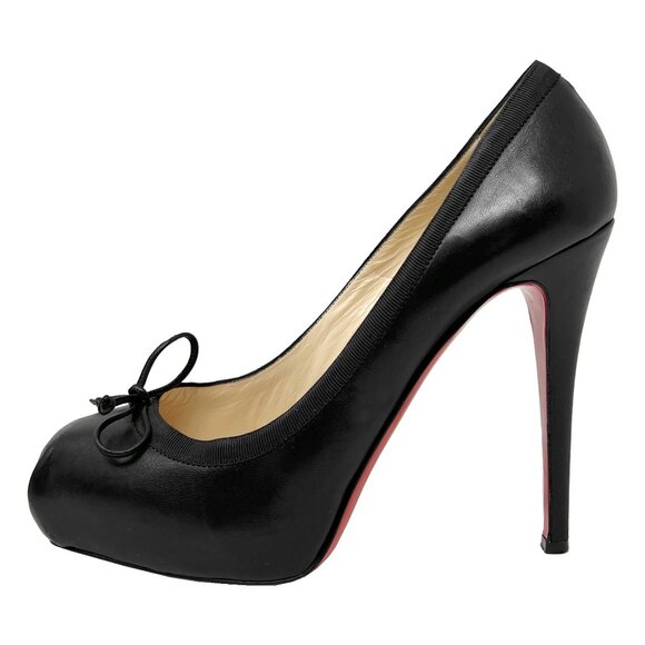 Christian Louboutin Lolo Leather Bow Pumps Black EU 40 US 10 Stiletto Heels - Picture 1 of 8
